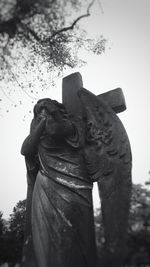 Low angle view of statue against clear sky