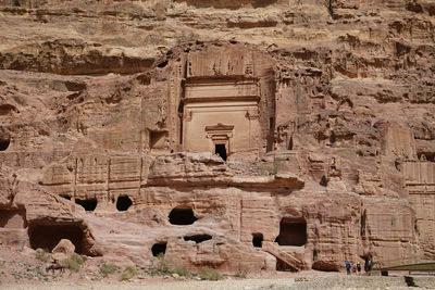 Low angle view of rock formations