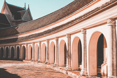 Arch walkway of phra pathom chedi landmark architecture in thailand.