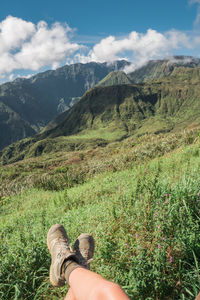 Low section of woman on mountain