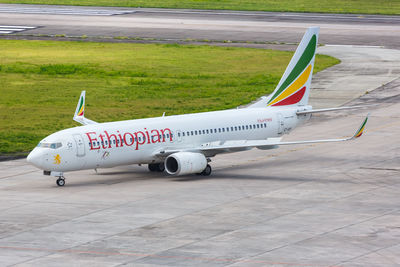 View of airplane on airport runway