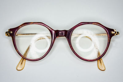 High angle view of eyeglasses on table