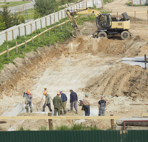 People working at construction site