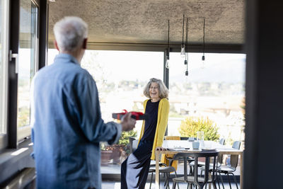 People standing in restaurant