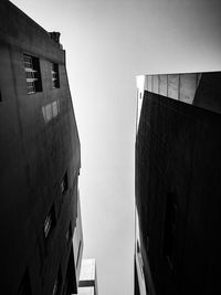 Low angle view of buildings against clear sky