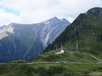 Cable car towers in the mountains