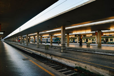 Empty railroad station platform