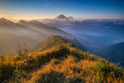 Scenic view of mountains against sky