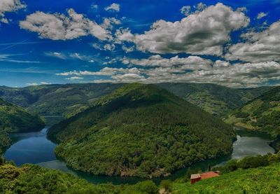 Scenic view of landscape against cloudy sky