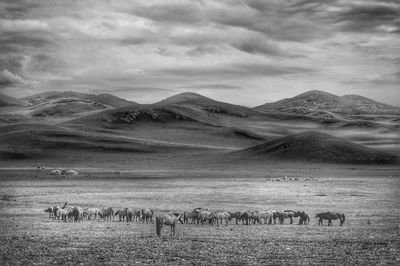 Scenic view of landscape and mountains against sky