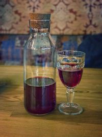 Close-up of wine glass on table