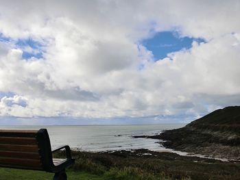 Scenic view of sea against cloudy sky