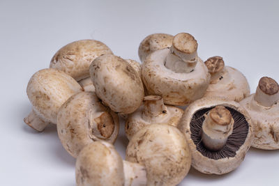 Close-up of mushrooms against white background