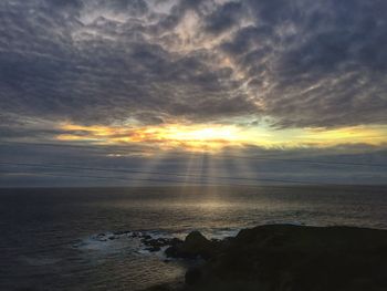 Scenic view of sea against cloudy sky