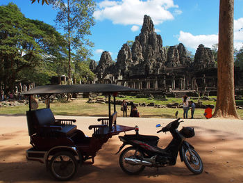 Bicycles parked in a temple