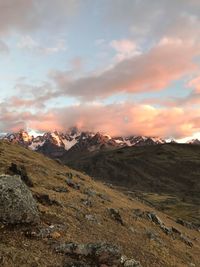 Scenic view of landscape against sky during sunset