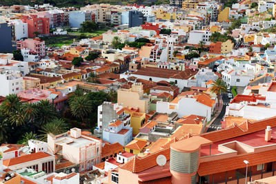 High angle view of townscape at san sebastian de la gomera