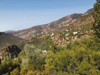 Scenic view of mountains against clear sky