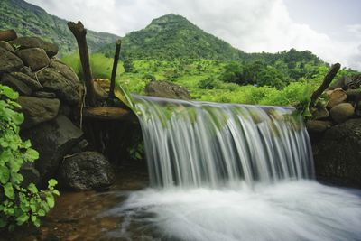 Scenic view of waterfall