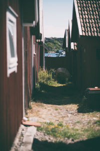 Empty alley amidst buildings in city