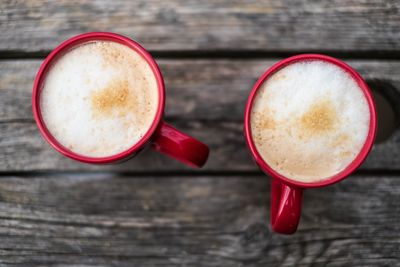 Close-up of cappuccino on table