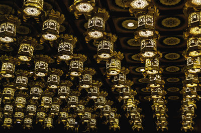 Low angle view of lanterns on ceiling