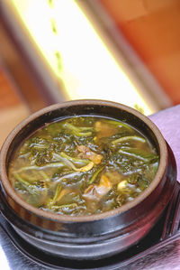 Korean cuisine mee yeok gook or seaweed soup on stone pot