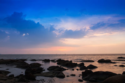 Scenic view of sea against sky during sunset