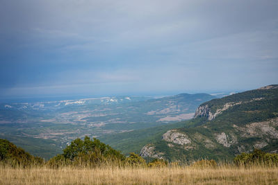 Scenic view of mountains against sky