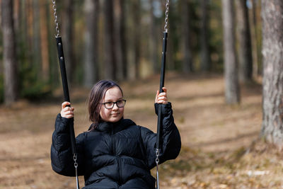 Portrait of boy playing in playground