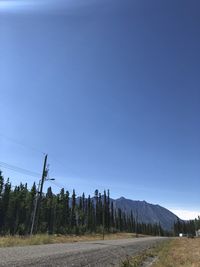 Scenic view of landscape against clear blue sky