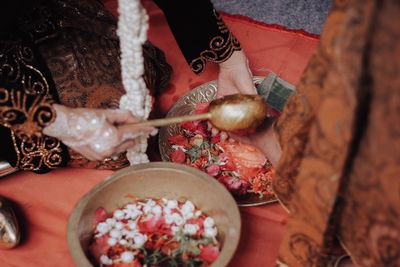 The process of splashing indonesian traditional javanese wedding