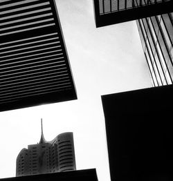 Low angle view of buildings against clear sky