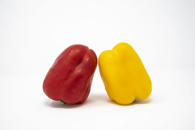 Close-up of yellow bell pepper against white background