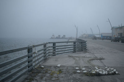 Pier on sea during winter