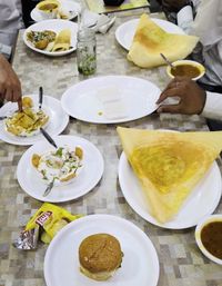 High angle view of food on table