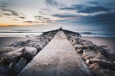 Scenic view of sea at sunset