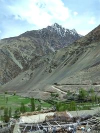 Scenic view of mountains against sky
