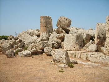 View of old ruins against clear sky