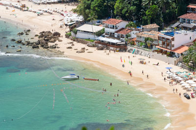 View from the top of the beaches and houses of morro de sao paulo, in the city of cairu.