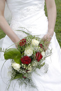 Midsection of wedding dress