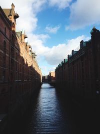 Canal amidst buildings against sky in city