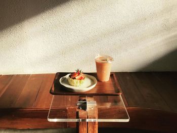 High angle view of coffee on table