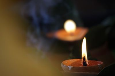 Close-up of lit candle