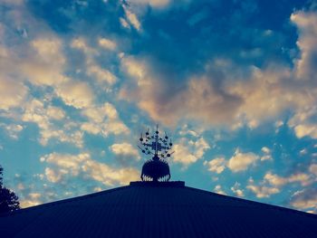 Low angle view of church against cloudy sky