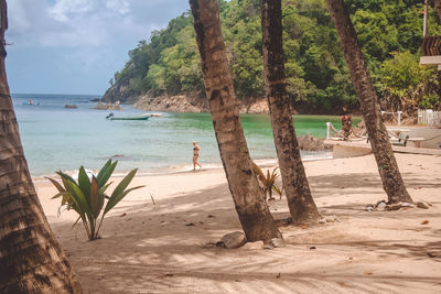 Scenic view of beach against sky