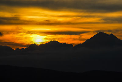 Scenic view of dramatic sky during sunset