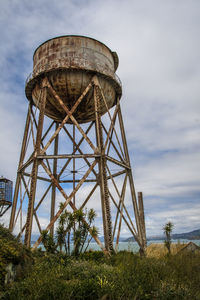 Low angle view of water tower against sky