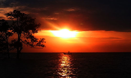 Scenic view of sea at sunset