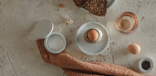 High angle view of food on table